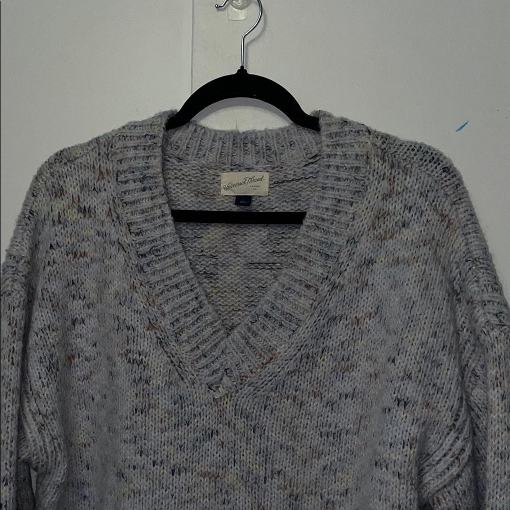 Universal Thread Speckled Gray V-Neck Sweater - image 3